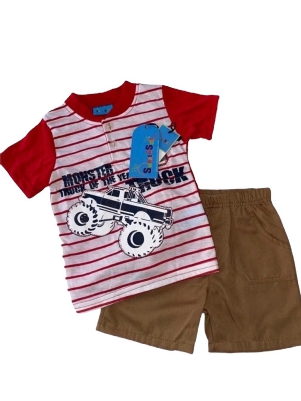 - Monster truck shorts and tee